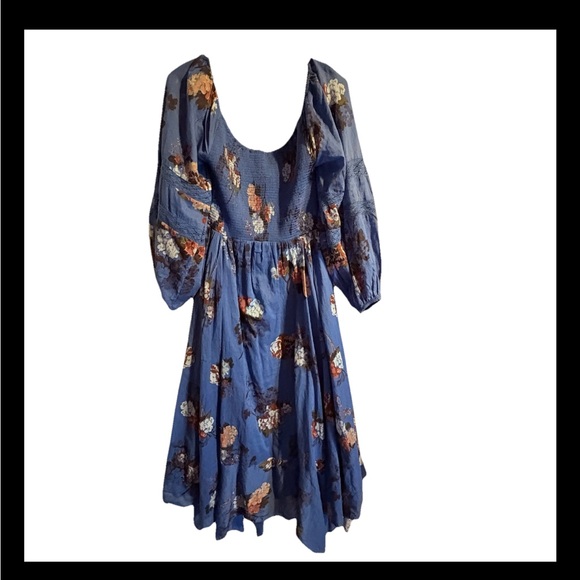 Free People Bohemian Witchy Fairy Morning Glory Maxi Dress Dutch Blue Medium - Picture 10 of 10
